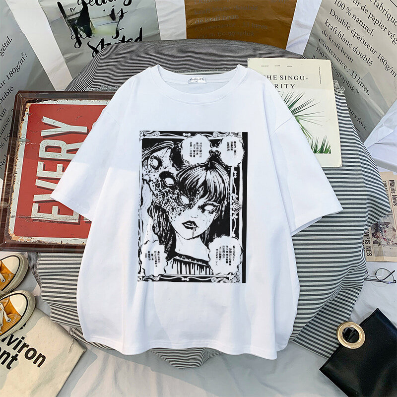 Camisetas góticas de manga corta para mujer, remera holgada de estética Punk Grunge, ropa de calle gótica Harajuku Y2k, Tops de verano