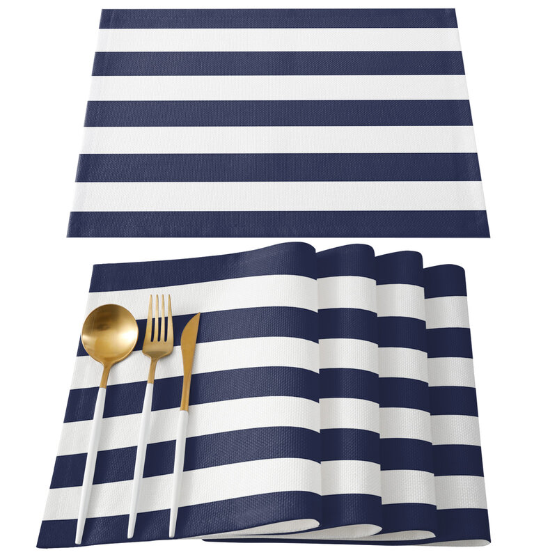 البحرية الأزرق الأبيض المشارب الجدول عداء المنزل الزفاف الجدول العلم حصيرة الجدول زخرفة قطع مركزية الطعام حفلة طويلة Tablecloth