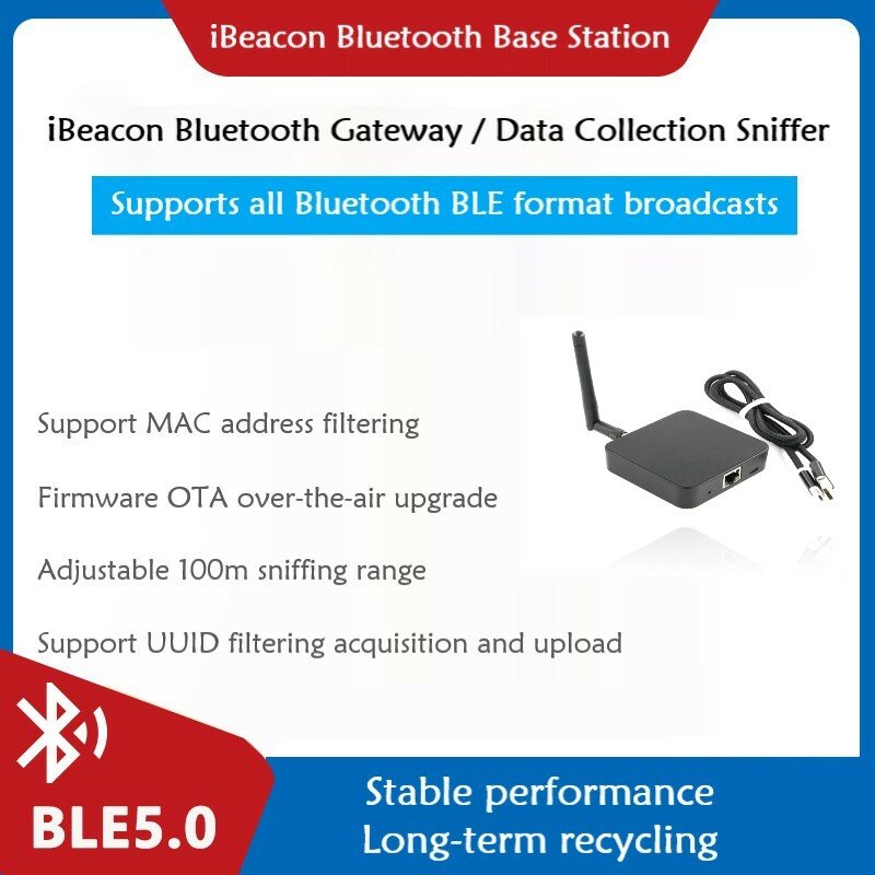 Gateway collettore Bluetooth ricevitore segnale Ibeacon posizionamento Gateway Iot stazione Base di posizionamento Bluetooth per interni