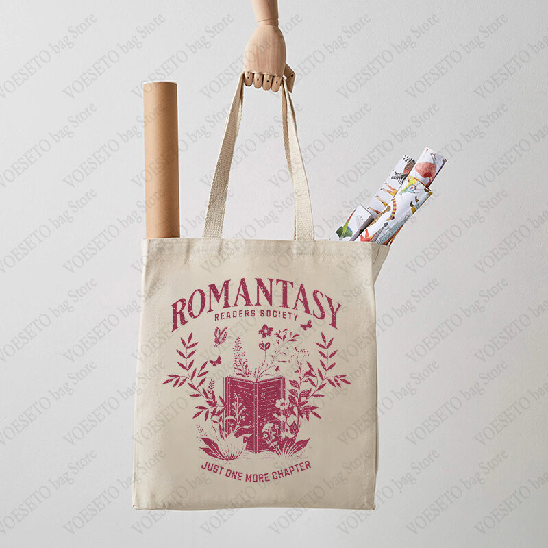 Romantasy rekers Society Tote Bag płócienna torba na zakupy do codziennych dojazdów najlepszy prezent dla czytelników modne składana torba na ramię