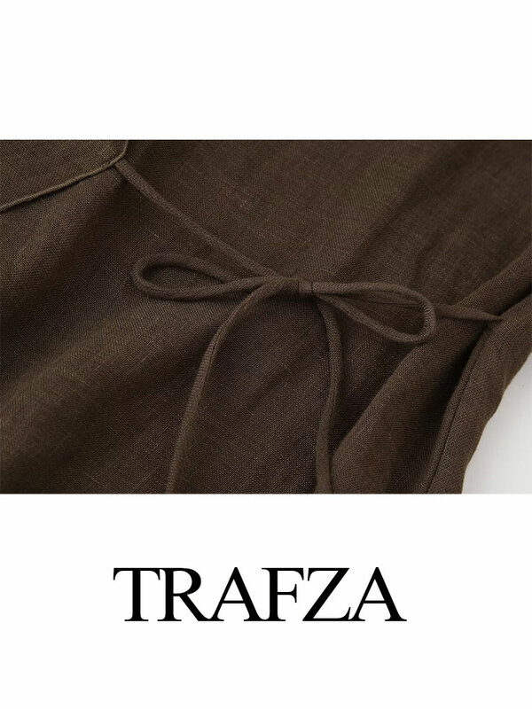 Trafza 2024 Lente Damesmode Linnen Pakken Nieuw Solide Vest Kimono Top + Chique Streetwear Dames Wijde Pijpen Lange Broek Trendy