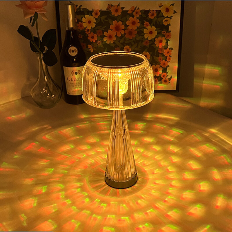 Jellyfish Acrylic Table Lamp Touch Romantic RGB Atmosphere Bar Bedroom Desktop Decoration Light Outdoor Portable Night Lighting