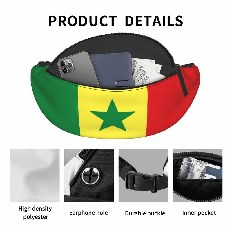 Bendera Senegal tas pinggang barang untuk uniseks tren Senegal dada tas Diagonal