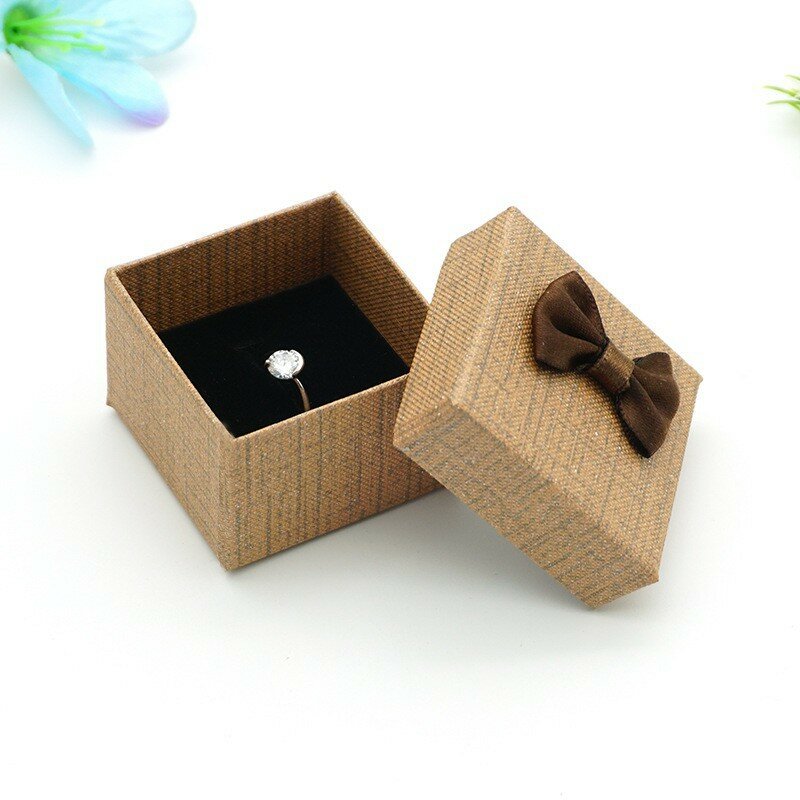 Pudełko na biżuterię z kokardą na kolczyki naszyjnik z wisiorkiem przedmiot do przechowywania pierścieni wyświetlania wysokiej jakości gruby papier kwadratowe organizator na biżuterię Joyero