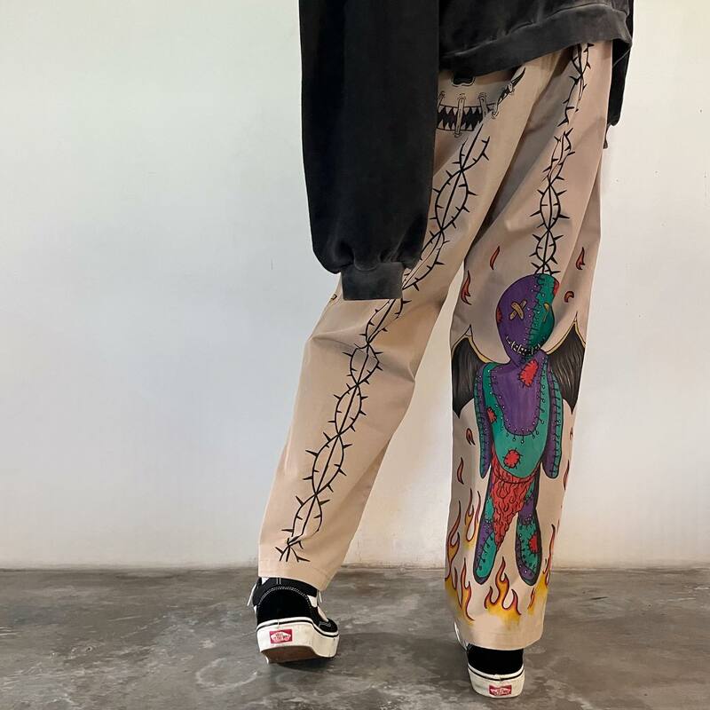 Jeans baggy à imprimé graphique graffiti pour hommes et femmes, pantalons en denim Harajuku, taille haute, jambe large Fjwide, Hip Hop, Goth, Y2K, nouveau