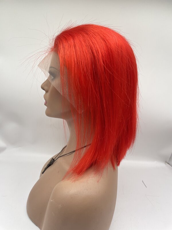 N.L.W #350 parrucche per capelli umani anteriori in pizzo colorato 13*4 parrucche umane diritte Bob corte capelli frontali da 12 pollici per le donne densità 180%