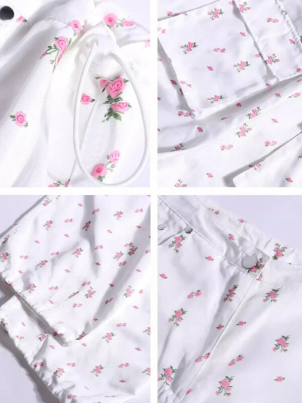 Casualowe damskie spodnie na lato kwiatowe zakupy proste dziewczyny Mori słodkie wszystko-dopasowane koreańskie spodnie Streetwear młode przytulne Retro