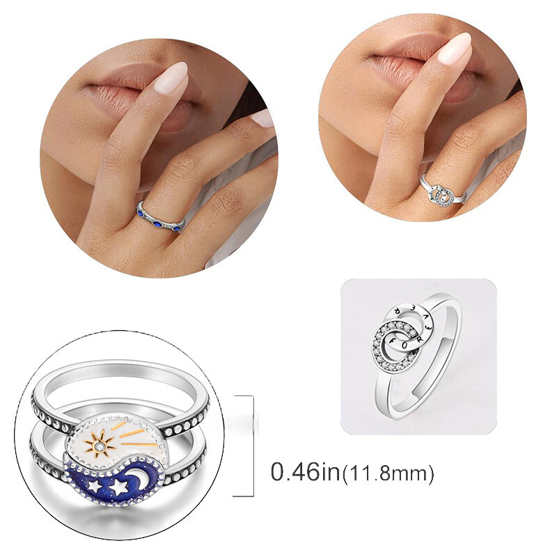 925 anel de coração de prata esterlina pandora para mulheres, cristal, ajuste, casamento, noivado, aniversário, festa, jóias, presente, novo