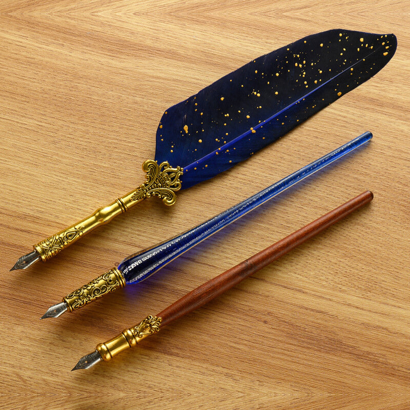 Креативная ретро ручка с перьями, набор чернил для письма, изысканная перьевая ручка, ручка для рукоделия, ручка для подарка