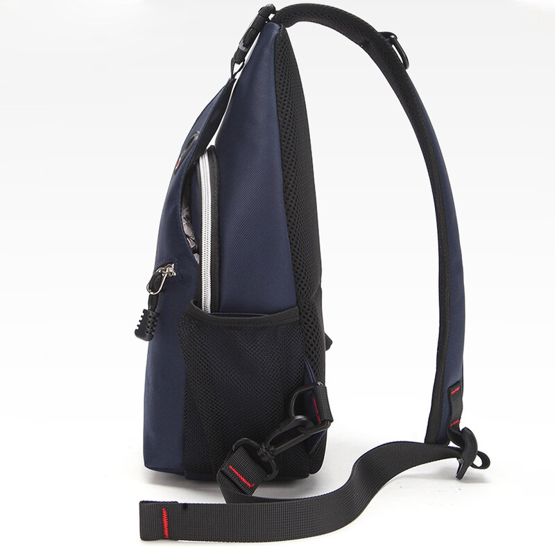 Bolso de hombro de tela Oxford para hombre, práctico bolsillo frontal con cremallera e Interior para ciclismo, color azul