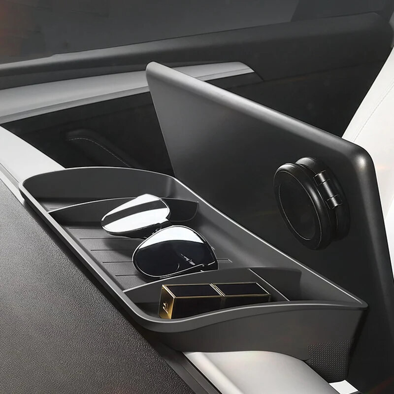 Caja de almacenamiento trasera para pantalla Tesla modelo 3 Y, bandeja oculta para Srorage, caja organizadora de pañuelos TPE, nueva actualización de accesorios interiores