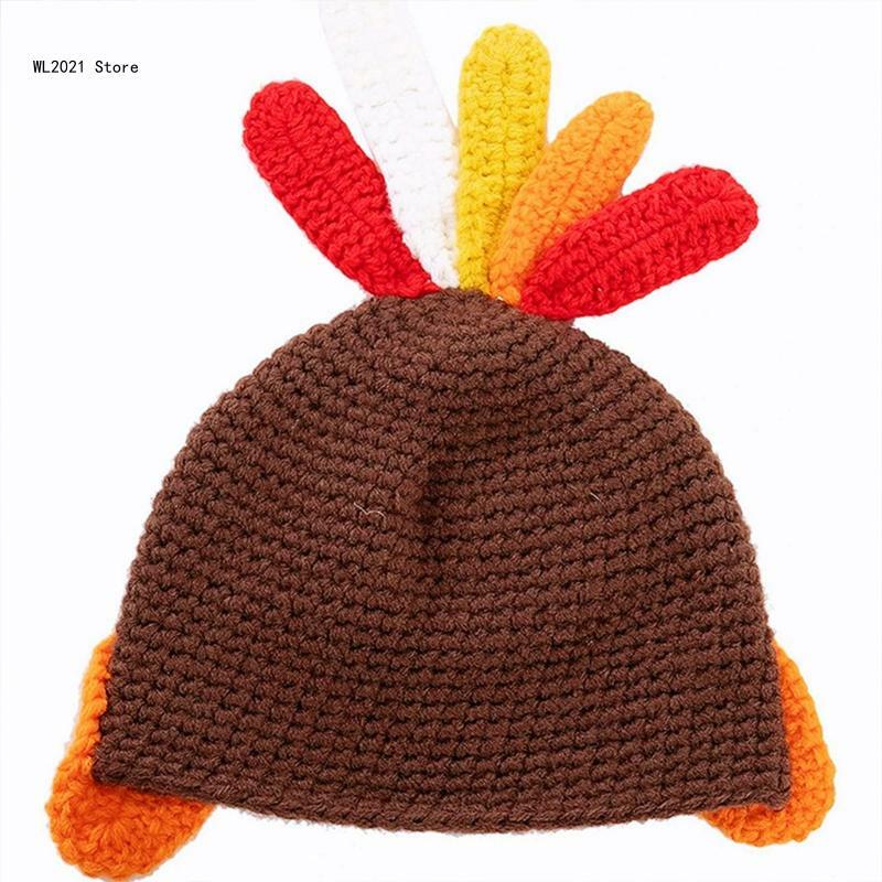 Uniseks szkolny zabawny wełniany uroczy dziecięcy kapelusz indyka Halloween kurczak na Święto Dziękczynienia