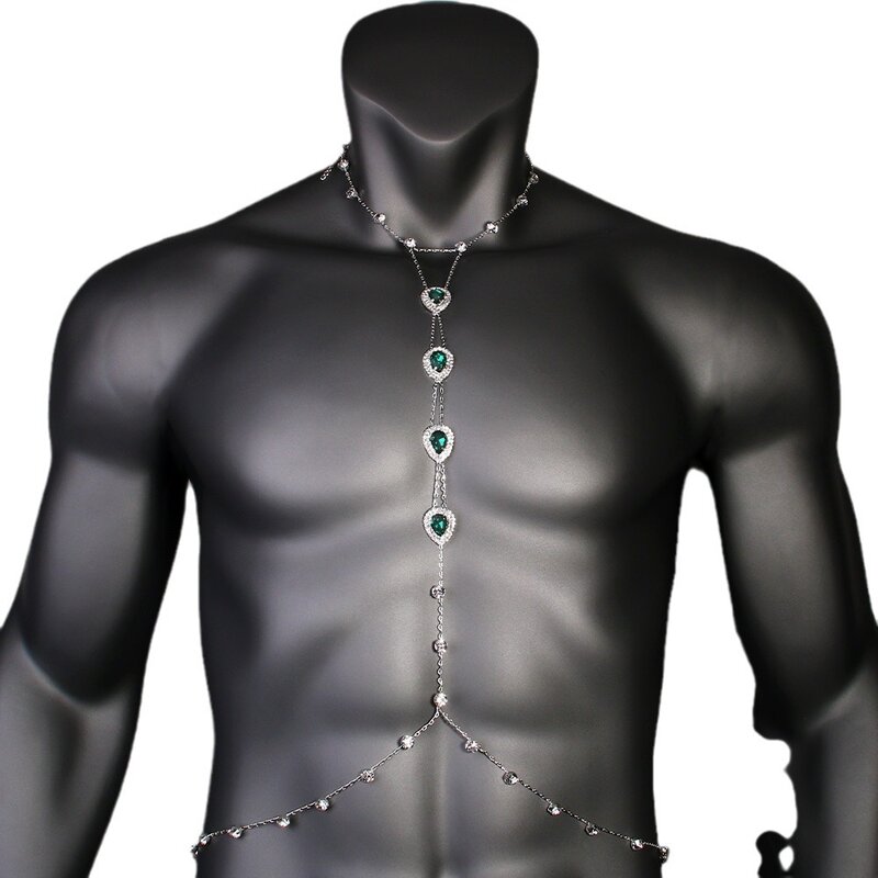 Simple and fashionable metal men's body chain, hip-hop water droplet shaped hip-hop accessories body chain