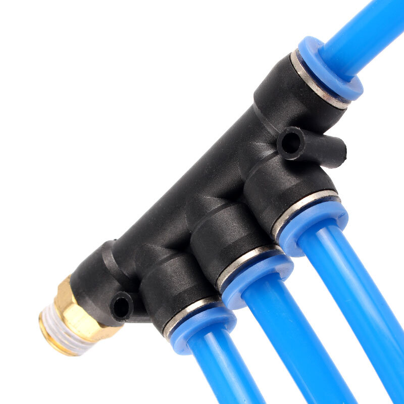 Trachea Quick Connector PKB Threaded 5-way 4 6 8 10mm Quick-plug 1/2/3 Points for Air/Water Tube-Pneumatic Connector Push In Fit