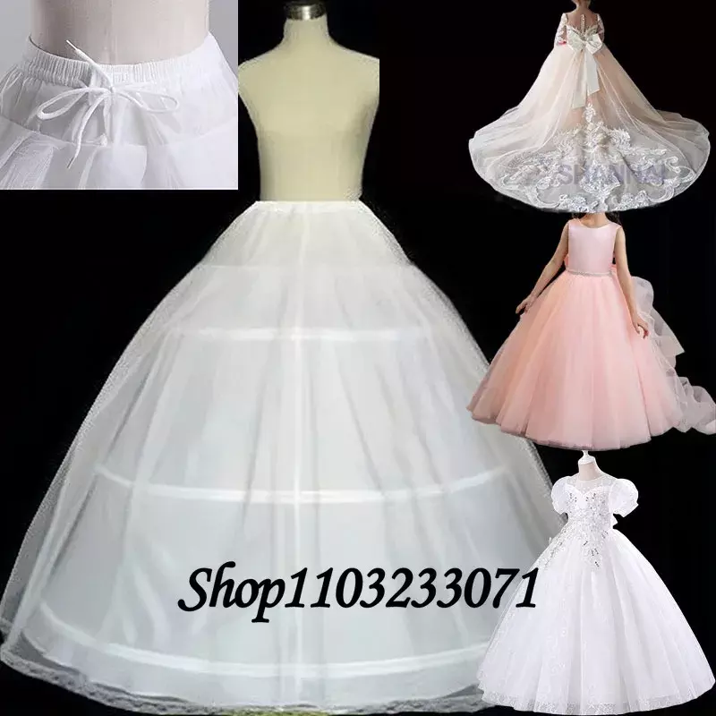 Underskirt para crianças, Crinoline Slip for Children, Flower Girl Dress, vestido de noiva, 2 aros
