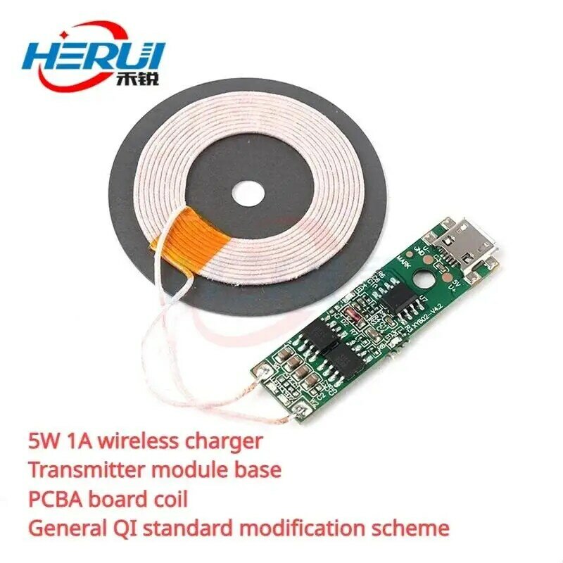 5W 1A caricabatterie wireless modulo trasmettitore base scheda PCBA bobina generale QI schema di modifica standard
