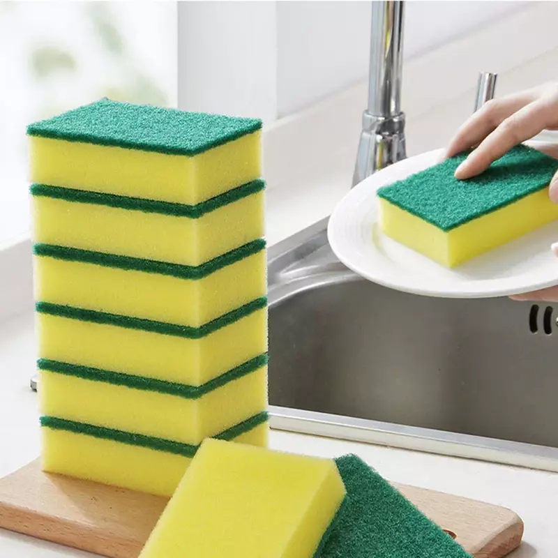 5Pcs Double-sided Cleaning Dishwashing Sponge Household Scouring Pad Kitchen Wipe Dish Cleaning Brush Sponges