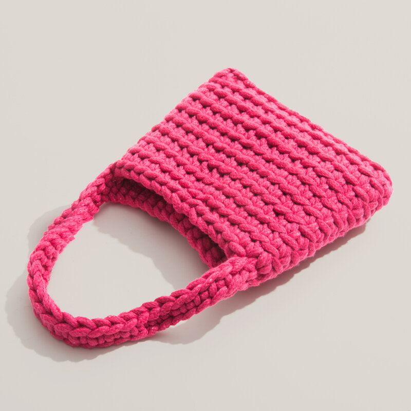 MABULA Casual Crochet Cotton Bags For Women Handwoven Summer Bucket Totes Female Simple Stylish Beach Handbags 2022 New