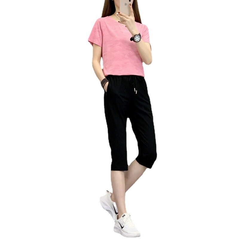 กางเกงคาปรีผ้าไอซ์ซิลค์เปิดเป้าสำหรับผู้หญิงกางเกงฮารันแบบบางกางเกงขาตรงขนาดใหญ่ทรงหลวมฤดูร้อน