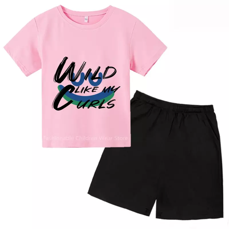 Disney-T-shirt à manches courtes et short pour enfants, imprimé alphabet, vêtements d'été en coton pour garçons et filles, extérieur amical, coréen chic