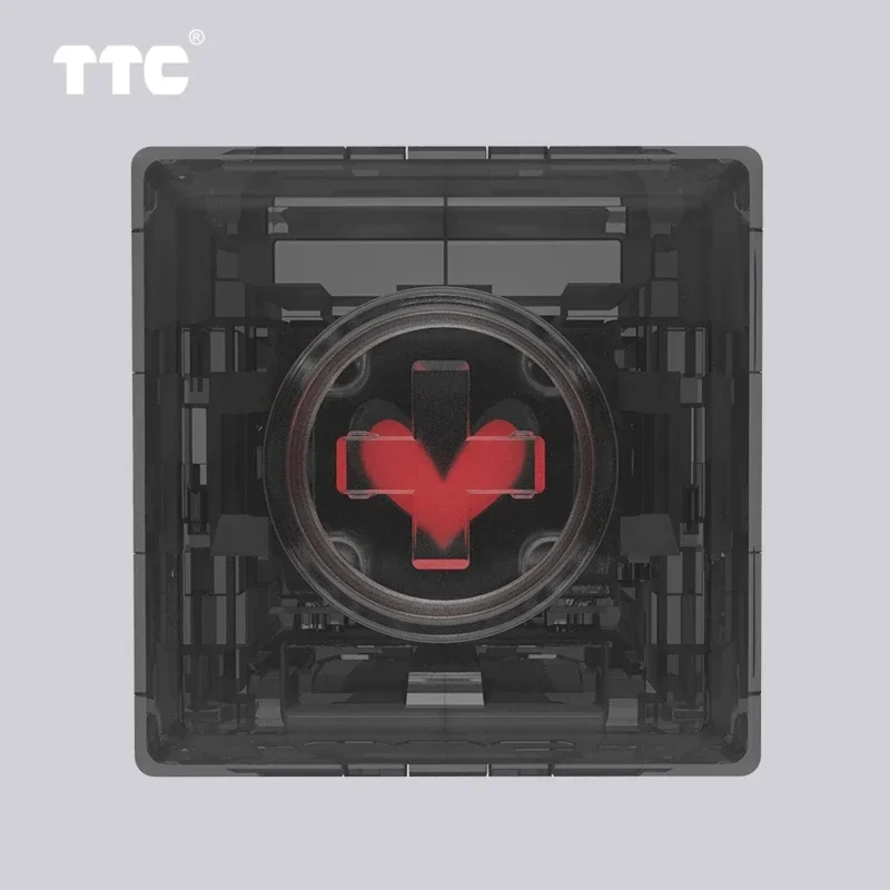 TTC Titan Heart Keyswitch lineal personalizado, Teclado mecánico, amor, negro, transparente, 42g, 5 pines, largo, brillante, interruptor de resorte