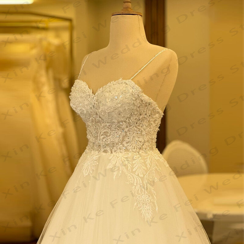 Великолепные женские свадебные платья, богемное ТРАПЕЦИЕВИДНОЕ кружевное платье принцессы с аппликацией, тонкое свадебное платье, официальное пляжное платье на бретелях 2024