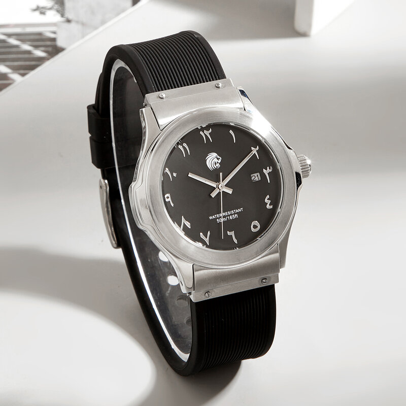 Branded Arabic Watch, Caixa de aço inoxidável, impermeável