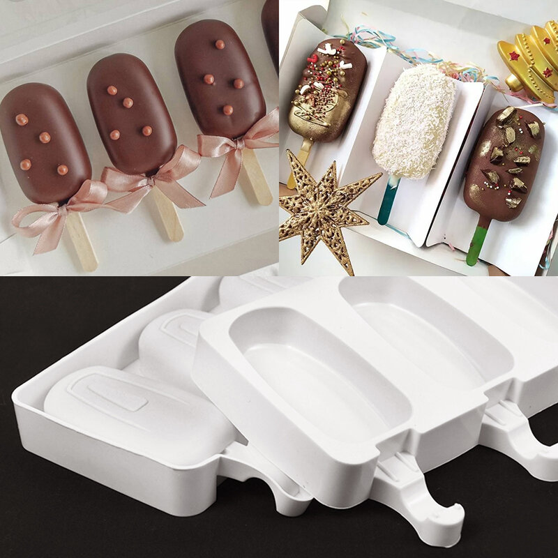 Cetakan Es Krim Silikon DIY Cokelat Makanan Penutup Cetakan Es Loli Baki Pembuat Es Batu