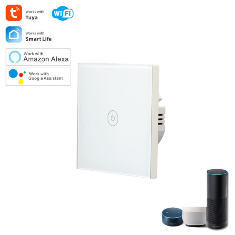 Interruttore intelligente interruttore WiFi intelligente Standard europeo connessione interruttore a parete unidirezionale interruttore tattile di controllo vocale Alexa