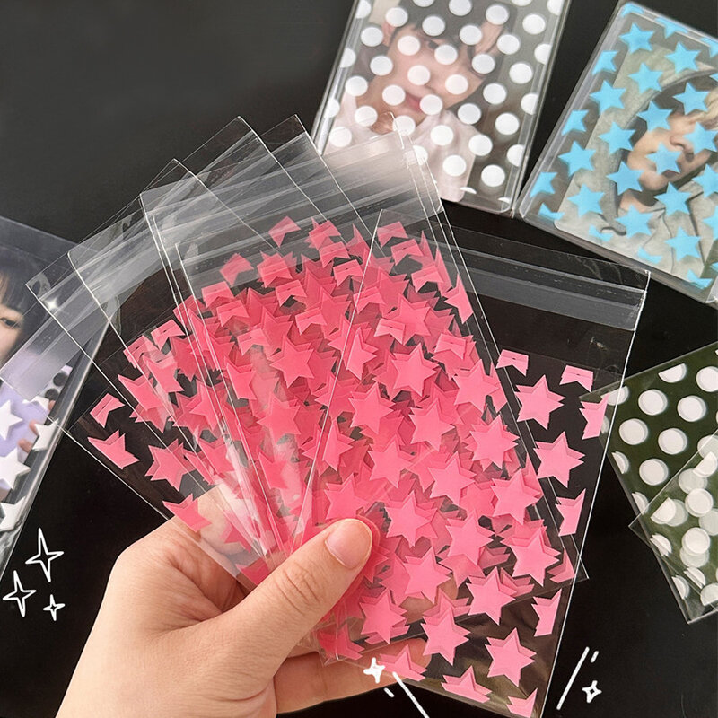 50Pcs Opp Plastic Bag Self Adhesive Transparent Plastic Bags Beads Jewelry Storage Packaging Gift Bag Korean Small Card Holder