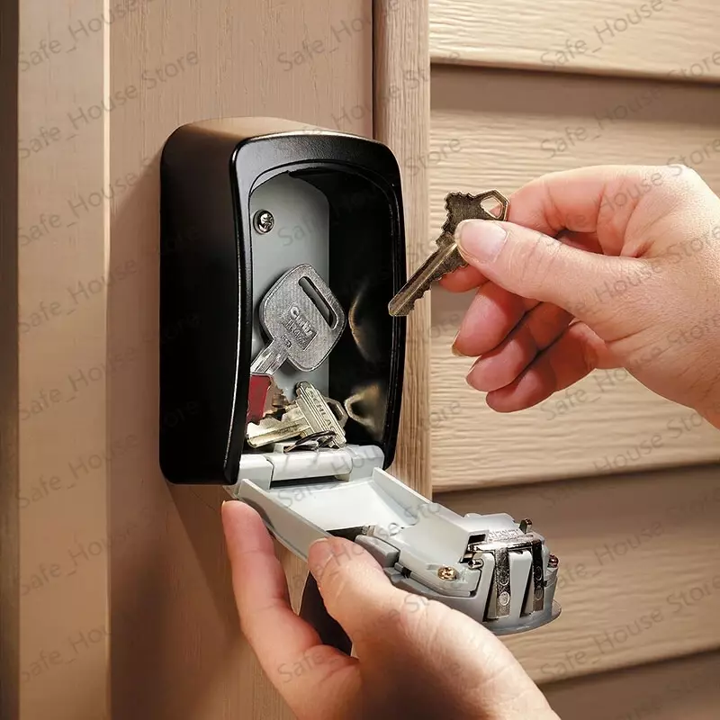 Kotak Rahasia Penyimpanan Kunci Pemasangan Dinding, Kotak Penyimpanan Rahasia Organizer 4 Digit Kombinasi Kata Sandi Kunci Kode Keamanan Tanpa Kunci Rumah 1 Buah