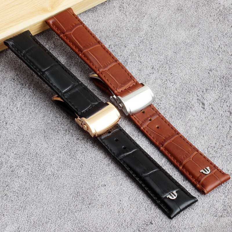 Pulseira de relógio de couro genuíno masculino 20mm 22mm cavalheiro Richard, bracelete de rabo de cavalo, bracelete clássico