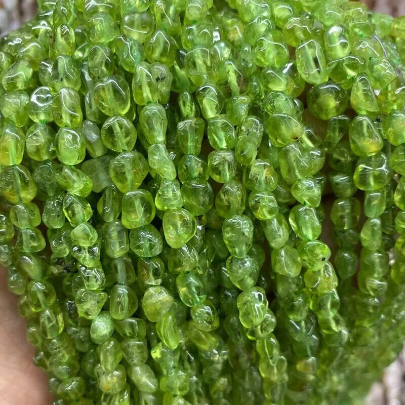 Perles en vrac 4-6mm péridot vert baroque 37cm pour la fabrication de bijoux DIY, vente en gros, perles naturelles FPPJ
