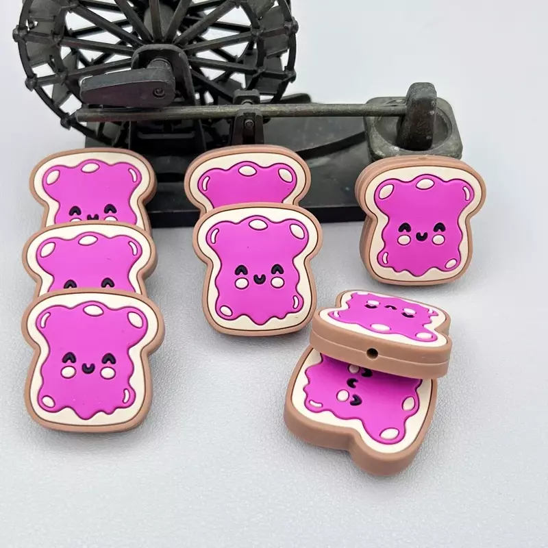 10PC Bread Toast Bead Teethe Baby DIY String Pen Bead Nipple Chains Jewelry Accessories Teethe Focal Beads Baby Silicone Bead
