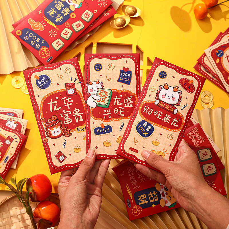 مظاريف حمراء للسنة الصينية الجديدة ، مهرجان الربيع ، جيب نقود الحظ ، هونج باو الإبداعي ، 6: