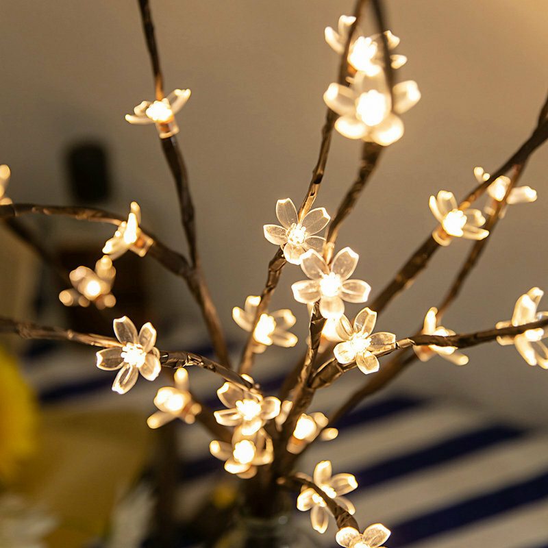 20 Glühbirnen LED Kirschblüte Blume Zweig Lichter Lampe hohe Vase Füller Zweig beleuchtet Weihnachten Hochzeit dekorative Lichter