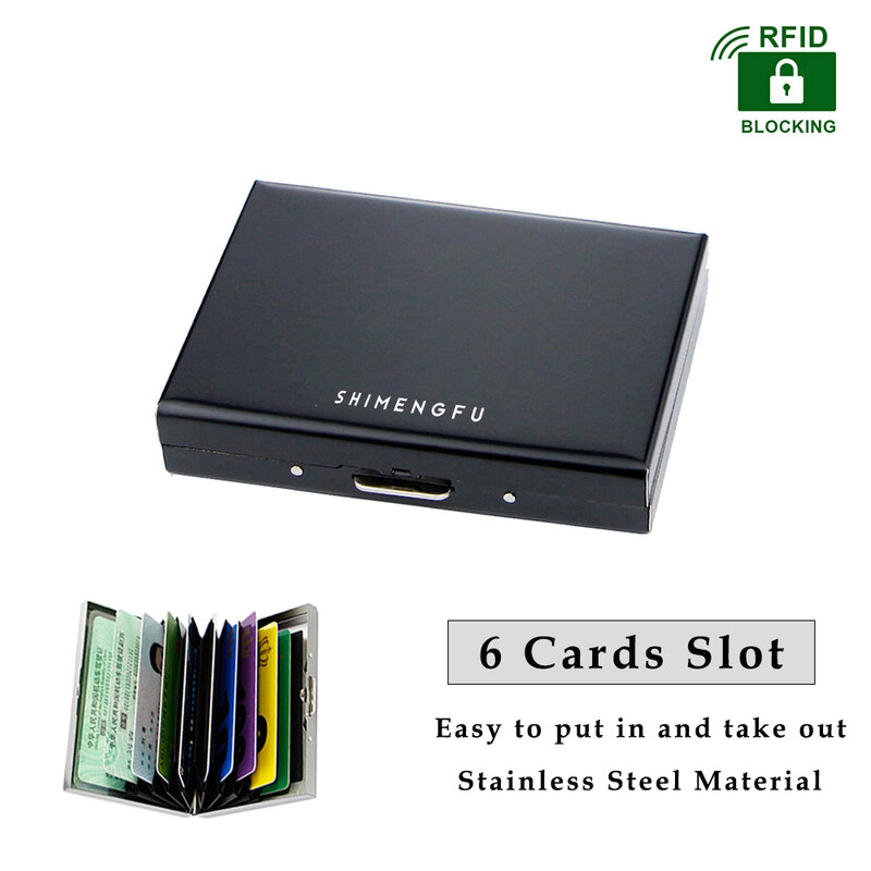 Men RFID Blocking Card Holder Stainless Steel Metal Slim Wallet Money Bag Anti-scan Credit ID Thin Holder Case Small Male Wallet
