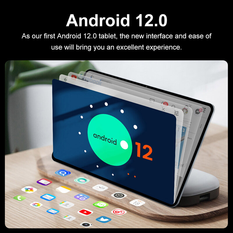 Tablet 2024 inci 12G + 10.1 GB, Tablet Pc Android 512 layar kaca GPS WIFI ponsel panggilan SIM ganda 12G + 12.0 GB