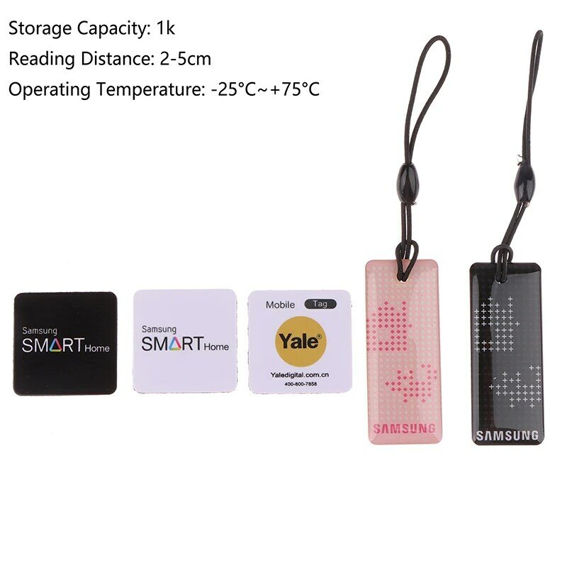 Cerradura de puerta con huella dactilar, pegatinas NFC RF, llavero electrónico, tarjeta IC de 13,56 MHz
