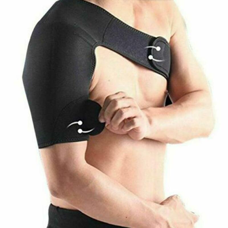 Correa ajustable para el cuidado de los deportes en el gimnasio, soporte de un solo hombro para la espalda, cinturón envolvente, almohadillas de banda, vendaje negro para hombres y mujeres