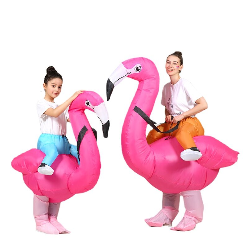 Disfraz inflable de flamenco para adultos y niños, disfraz de Halloween, mascota de Anime de dibujos animados, Cosplay para fiesta