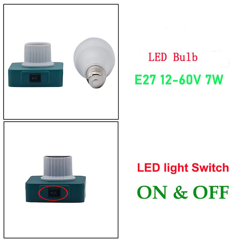 Work Light LED Bulb Portable 12-60V 1PC Accessories E27 Bulb For Makita 18V Series LED Mini Lamp Outdoors&Indoors