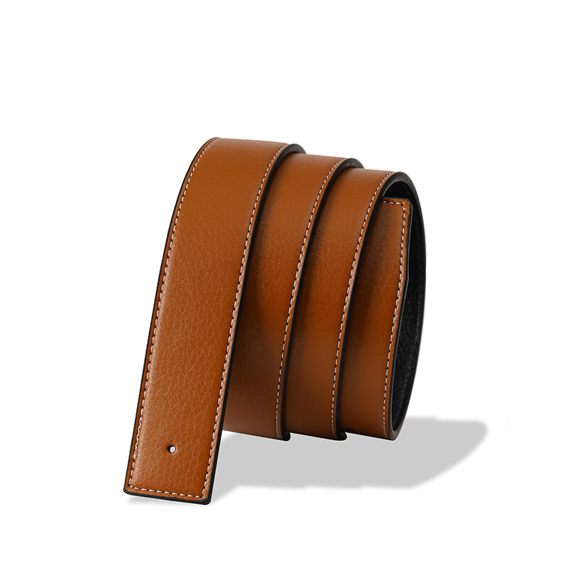 LIJIJIARU-cinturones de cuero genuino para hombre, correa de alta calidad con hebilla de Pin, sin hebilla, 3,8 cm, nueva marca de lujo