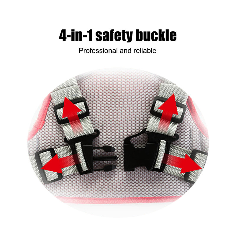 Harnais de sécurité moto pour enfants Ceinture de sécurité respirante 3D avec boucle 4 en 1 Bandes réfléchissantes Ceinture de protection anti-chute pour enfants