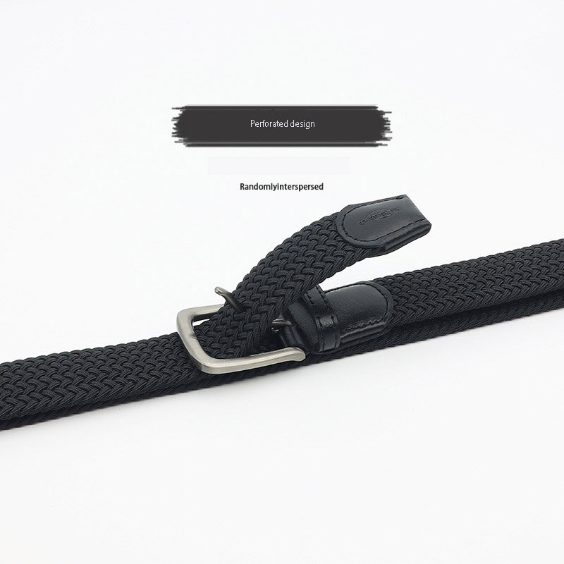 Cinturón de lona elástica de 3,4 cm para hombre, hebilla de aguja deportiva de alta calidad, edición coreana, cinturón negro de aleación de punto elástico