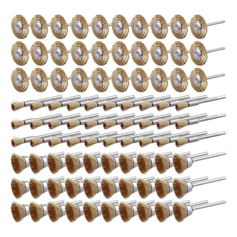 90 Pcs Pen-Shaped Steel Wire Wheel Brush Set For Rust Removal Stripping Polishing