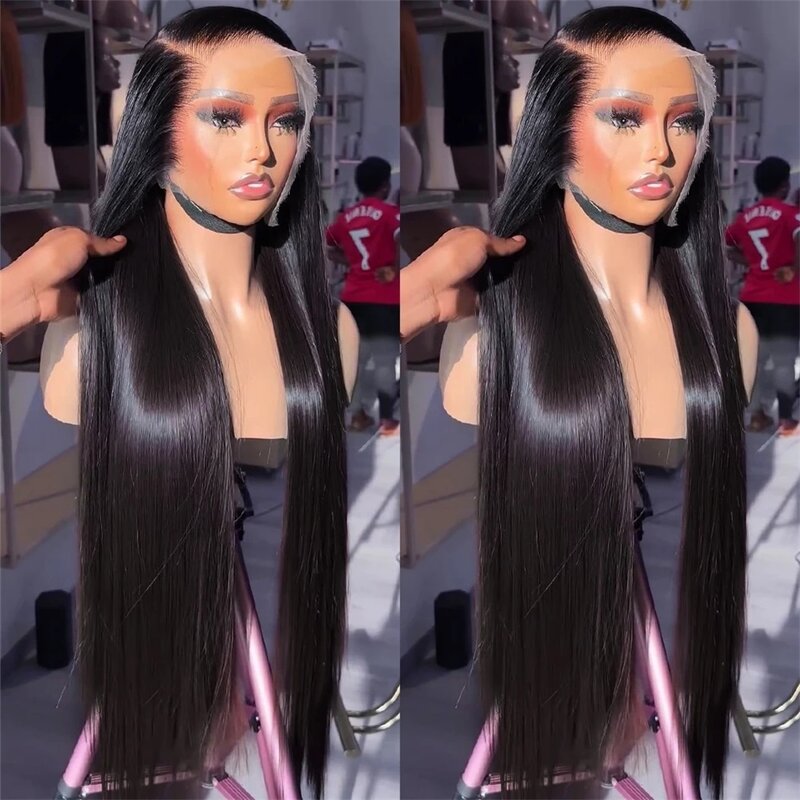 Koronkowe peruki z ludzkich włosów Brazylijskie Hd Przezroczyste Proste 30-calowe 13x6 Koronkowe peruki z ludzkich włosów 360 Bezklejowe peruki dla kobiet
