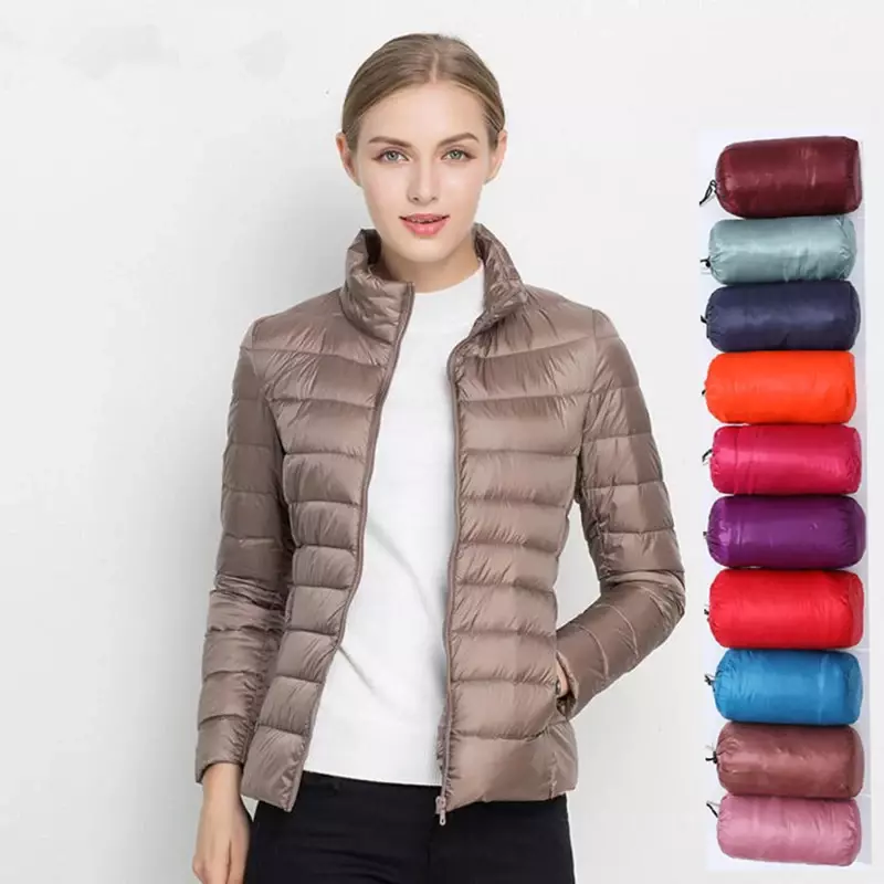 Damskie kurtka wiosenna krótkie Ultra lekki płaszcze puchowe 15 kolorów damskie ciepłe koreański, Slim dopasowane parki 5XL
