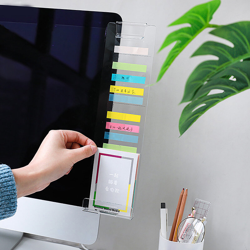 Tablero de notas de Monitor acrílico transparente, soporte para tarjeta de teléfono, organizador de escritorio, tablero de notas adhesivas, papelería coreana, suministros de oficina