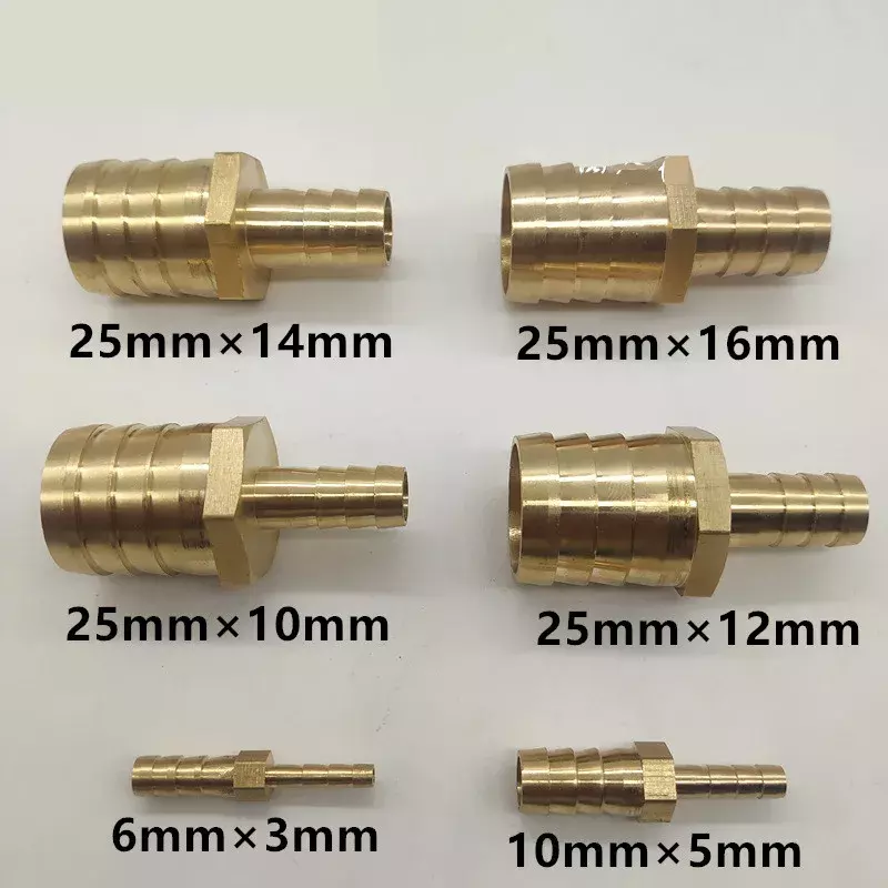 Gas Copper Barbed Coupler Connector Adapter Brass Straight Hose Pipe Fitting Equal Barb Reducing Joint 3 4 5 6 7 8 10 12 14 16mm